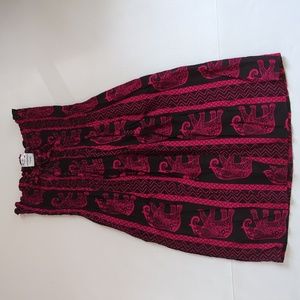 Kimberley's Travels Smocked Tube Top Elephant Tunic One Size Fuchsia Black